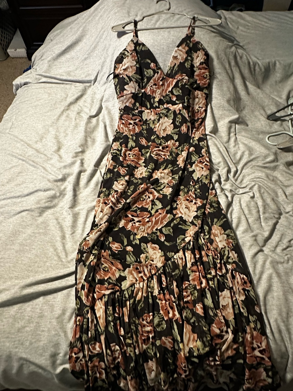 Vici Black Floral Spaghetti-Strap Maxi Dress